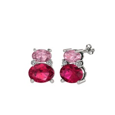 Thea Küpe - Pembe kuvars, rodolit garnet ve swarovski 925 ayar gümüş küpe #8l3bl9