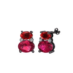 Thea Küpe - Garnet, rodolit garnet ve beyaz zirkon 925 ayar siyah rodyum kaplama gümüş küpe #8l7cyj