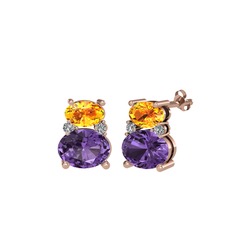 Thea Küpe - Sitrin, ametist ve swarovski 14 ayar rose altın küpe #97vc5h