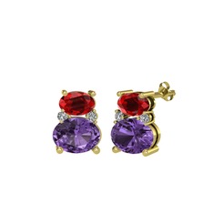 Thea Küpe - Garnet, ametist ve swarovski 18 ayar altın küpe #cb1o4r