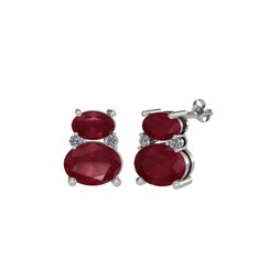 Thea Küpe - Kök yakut ve pırlanta 8 ayar beyaz altın küpe (0.072 karat) #cfvrgj