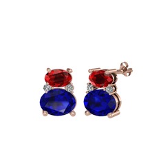 Thea Küpe - Garnet, lab safir ve swarovski 18 ayar rose altın küpe #ddfn5m
