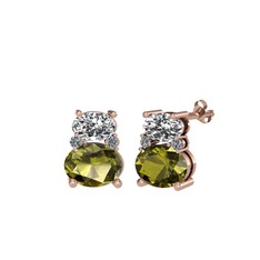 Thea Küpe - Swarovski, peridot ve pırlanta 8 ayar rose altın küpe (0.072 karat) #e1fot6