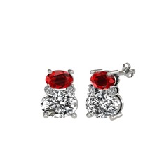 Thea Küpe - Garnet ve swarovski 18 ayar beyaz altın küpe #e4v0q8