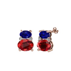 Thea Küpe - Lab safir, garnet ve swarovski 14 ayar rose altın küpe #fc67ul