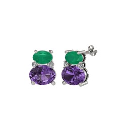 Thea Küpe - Kök zümrüt, ametist ve swarovski 925 ayar gümüş küpe #fin6ap
