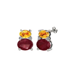 Thea Küpe - Sitrin, kök yakut ve swarovski 8 ayar beyaz altın küpe #h5cu0w