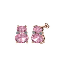 Thea Küpe - Pembe kuvars ve pırlanta 18 ayar rose altın küpe (0.072 karat) #j3s90q