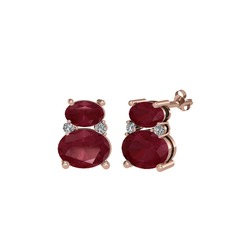 Thea Küpe - Kök yakut ve swarovski 8 ayar rose altın küpe #khcrqt