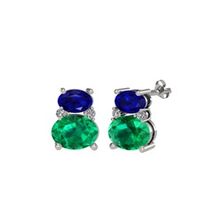 Thea Küpe - Lab safir, yeşil kuvars ve swarovski 8 ayar beyaz altın küpe #kl0zxu