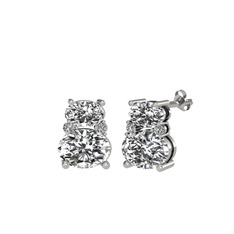 Swarovski ve beyaz zirkon 8 ayar beyaz altın küpe