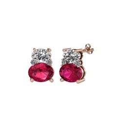 Thea Küpe - Swarovski, rodolit garnet ve pırlanta 18 ayar rose altın küpe (0.072 karat) #obq4iw