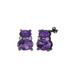 Thea Küpe - Ametist ve swarovski 925 ayar siyah rodyum kaplama gümüş küpe #qv8cdx