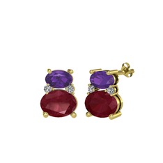 Thea Küpe - Ametist, kök yakut ve swarovski 8 ayar altın küpe #qvp9tg