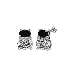 Siyah zirkon, swarovski ve beyaz zirkon 925 ayar gümüş küpe
