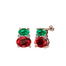 Thea Küpe - Yeşil kuvars, garnet ve swarovski 925 ayar rose altın kaplama gümüş küpe #up69ln