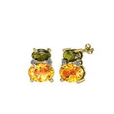 Thea Küpe - Peridot, sitrin ve pırlanta 8 ayar altın küpe (0.072 karat) #us3uoh