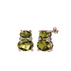 Thea Küpe - Peridot ve beyaz zirkon 8 ayar rose altın küpe #uscprb
