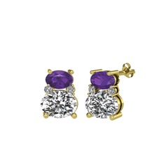 Thea Küpe - Ametist ve swarovski 14 ayar altın küpe #v8g0y8