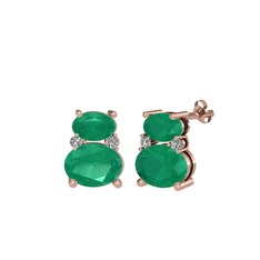 Thea Küpe - Kök zümrüt ve swarovski 925 ayar rose altın kaplama gümüş küpe #wy2yur
