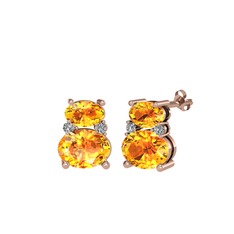 Thea Küpe - Sitrin ve swarovski 8 ayar rose altın küpe #x7l7w2