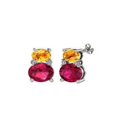 Thea Küpe - Sitrin, rodolit garnet ve swarovski 18 ayar beyaz altın küpe #y3dlqj