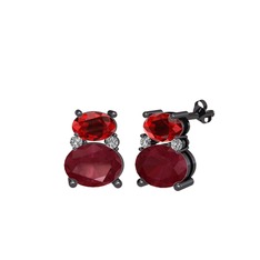 Thea Küpe - Garnet, kök yakut ve swarovski 925 ayar siyah rodyum kaplama gümüş küpe #z55o1t