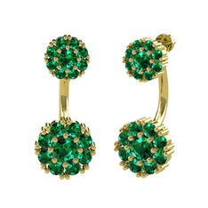 Fiona Prenses Küpe - Yeşil kuvars 925 ayar altın kaplama gümüş küpe #1bzj5hw