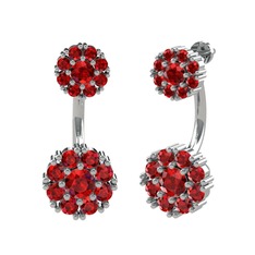 Garnet 8 ayar beyaz altın küpe