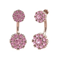 Pembe kuvars 18 ayar rose altın küpe