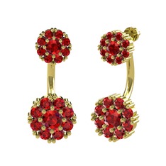 Garnet 925 ayar altın kaplama gümüş küpe