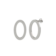 Tora Oval Küpe - 14 ayar beyaz altın küpe #13dwiyt