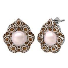 Pembe inci ve dumanlı kuvars 925 ayar gümüş küpe