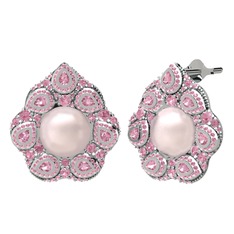 Pembe inci ve pembe kuvars 925 ayar gümüş küpe