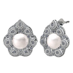 Inci ve beyaz zirkon 925 ayar gümüş küpe