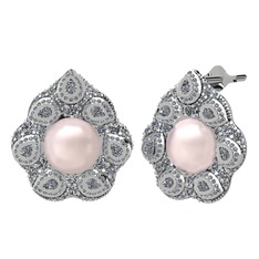 Pembe inci ve swarovski 14 ayar beyaz altın küpe
