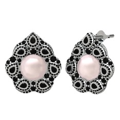 Efruz Küpe - Pembe inci ve siyah zirkon 925 ayar gümüş küpe #t8naln