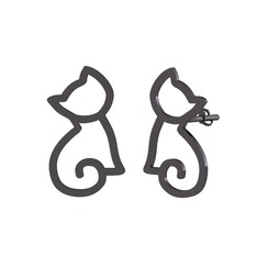 Boncuk Kedi Küpe - 925 ayar siyah rodyum kaplama gümüş küpe #1wp7pum