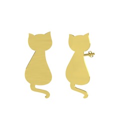 Tarçın Kedi Küpe - 18 ayar altın küpe #1584r7h