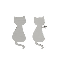 Tarçın Kedi Küpe - 14 ayar beyaz altın küpe #yy89e0