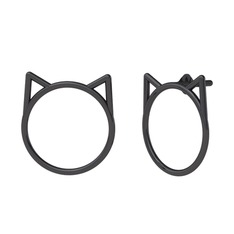 Pisica Kedi Küpe - 925 ayar siyah rodyum kaplama gümüş küpe #qpgo1n