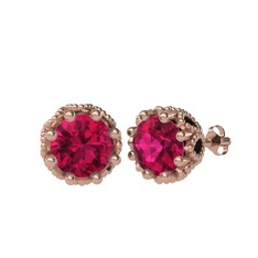 Rodolit garnet 8 ayar rose altın küpe