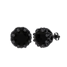 Lilja Küpe - Siyah zirkon 925 ayar siyah rodyum kaplama gümüş küpe #1s6b98p