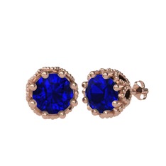Lab safir 18 ayar rose altın küpe