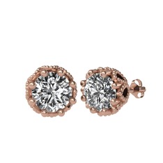 Swarovski 14 ayar rose altın küpe