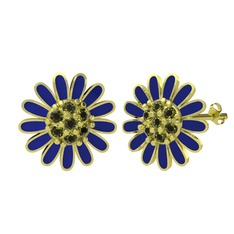 Peridot 925 ayar altın kaplama gümüş küpe (Lacivert mineli)