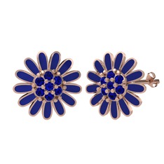 Lab safir 14 ayar rose altın küpe (Lacivert mineli)