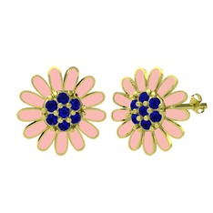 Papatya Küpe - Lab safir 8 ayar altın küpe (Pastel pembe mineli) #18xxpxo