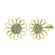 Papatya Küpe - Pırlanta 925 ayar altın kaplama gümüş küpe (0.504 karat, beyaz mineli) #18ynqm8