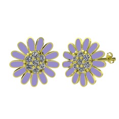 Papatya Küpe - Swarovski 8 ayar altın küpe (Menekşe mineli) #18zef1c